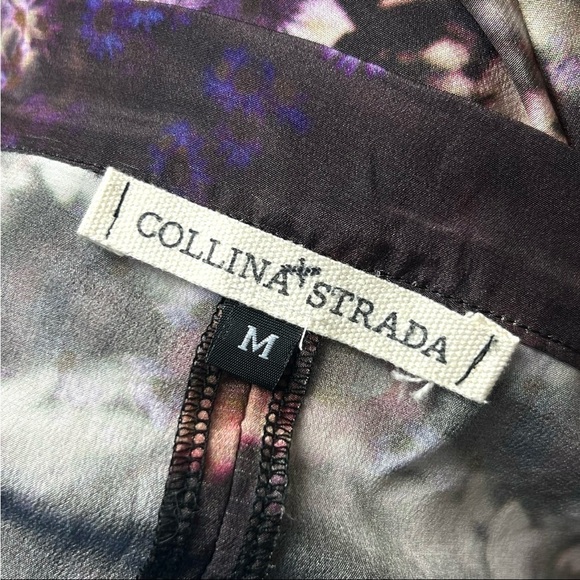 COLLINA STRADA Silk Crepe Kaleidoscope Floral Print Hip Cutout Slim Leg Pants M - Picture 3 of 7